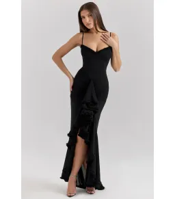 House of CB Gabbi Mesh Ruffled Front Gown Black Size XS / AU 6 for rent on The Volte - image 2