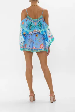 Camilla Drop Shoulder Playsuit in A Painted Village Print Size L / AU 14 for rent on The Volte - image 3