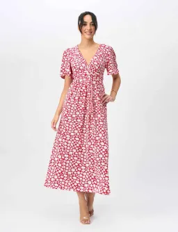 Leona Edmiston Sally Empire Line Midi Dress Daisy Days Red Size 18 for rent on The Volte - image 1
