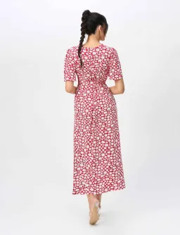 Leona Edmiston Sally Empire Line Midi Dress Daisy Days Red Size 18 for rent on The Volte - image 2