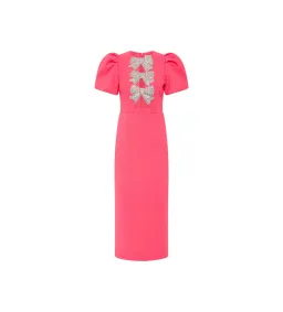 Rebecca Vallance Posey Puff Sleeve Midi Dress Pink Size 12 for rent on The Volte - image 3
