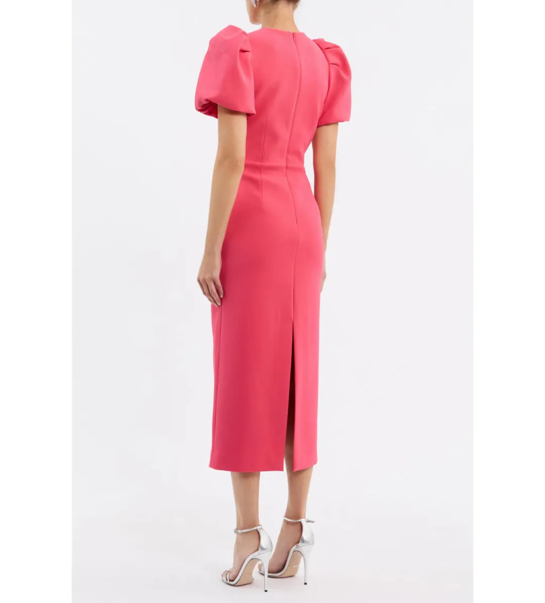 Rebecca Vallance Posey Puff Sleeve Midi Dress Pink Size 12 for rent on The Volte - main image