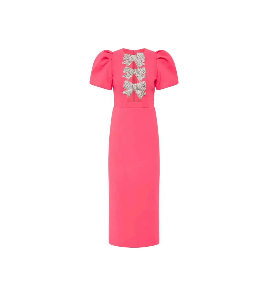 Rebecca Vallance Posey Puff Sleeve Midi Dress Pink Size 10 for rent on The Volte - main image