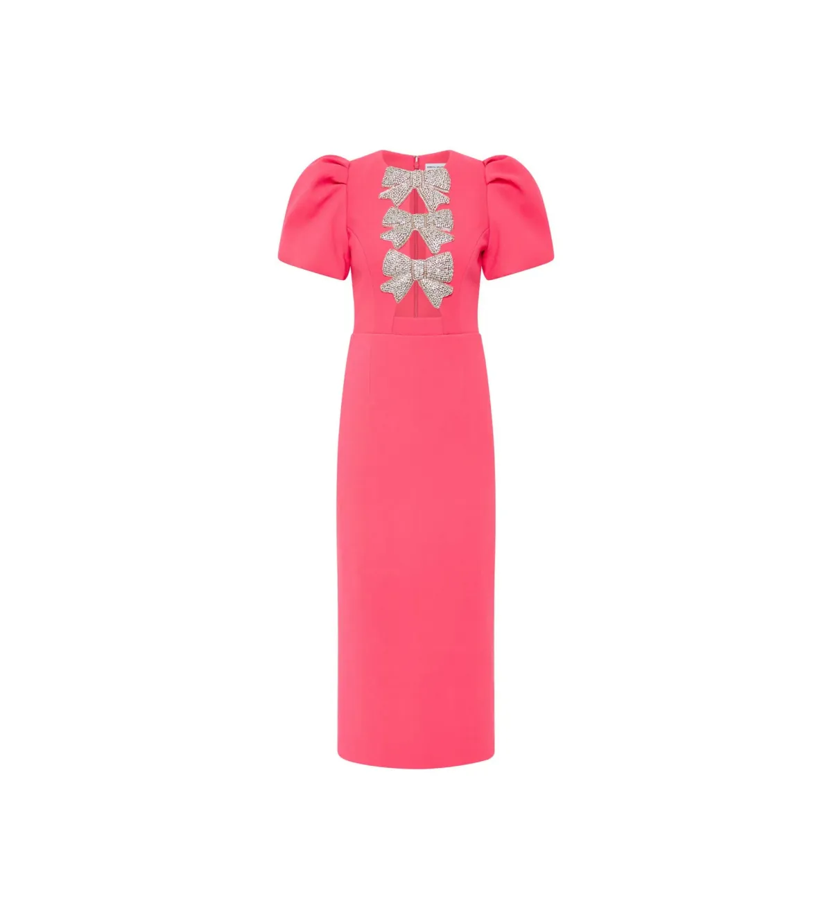 Rebecca Vallance Posey Puff Sleeve Midi Dress Pink Size 10 - Image 3