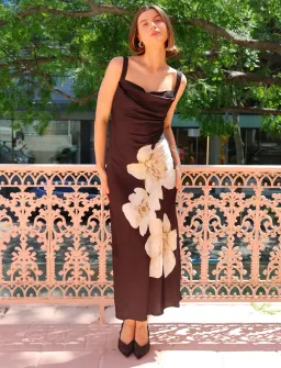 Significant Other Alia Midi Dress in Charcoal Botanic Size 6 for rent on The Volte - image 5