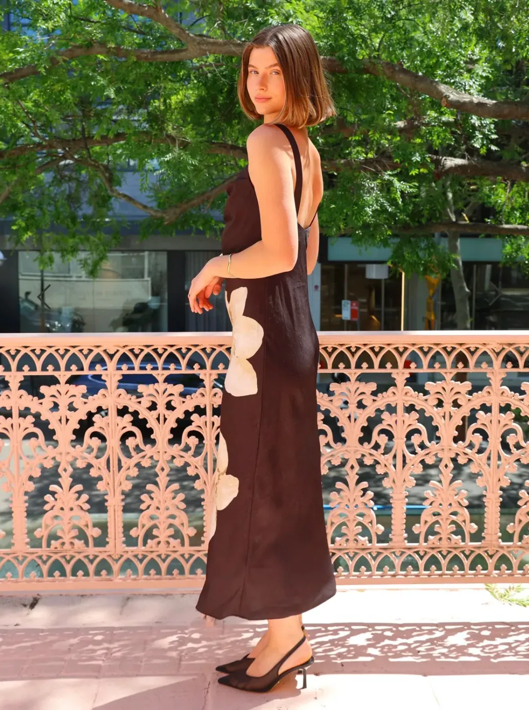 Significant Other Alia Midi Dress in Charcoal Botanic Size 6 for rent on The Volte - main image