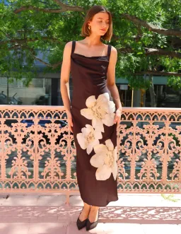 Significant Other Alia Midi Dress in Charcoal Botanic Size 6 for rent on The Volte - image 2