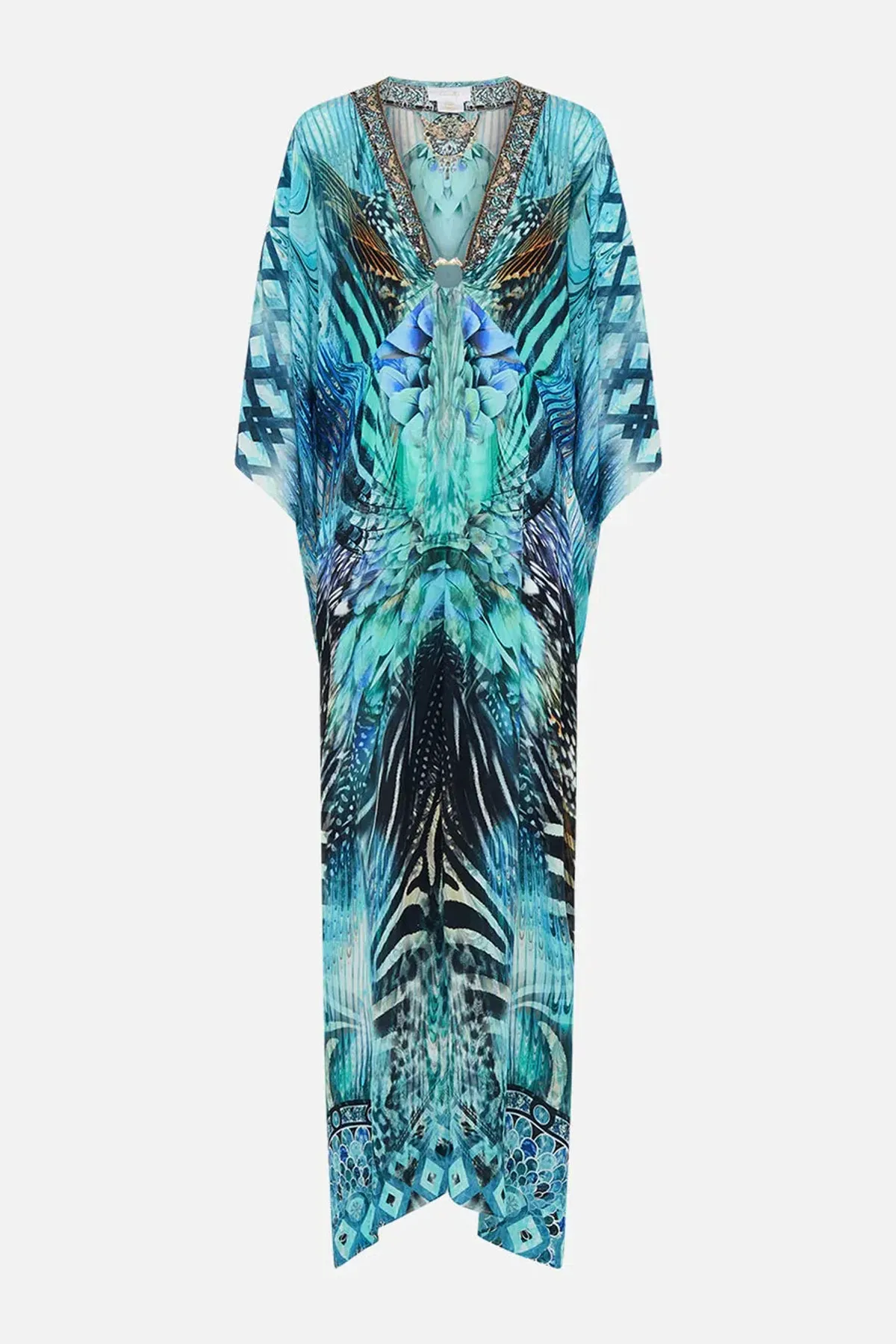 Camilla Azure Allure Split Sleeve Silk Kaftan With Hardware One Size - Image 3