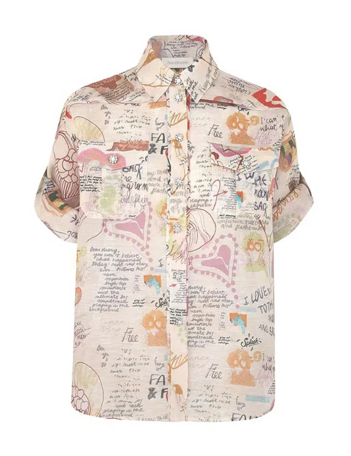 Zimmermann Crush Shirt, Bodice And Shorts In Set Dear Diary Size 0/Au8 - Image 1
