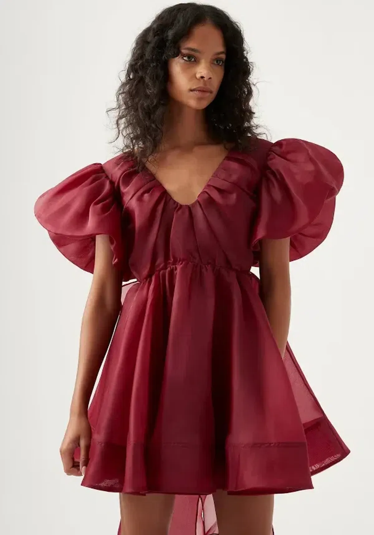 Aje Gretta Bow Back Mini Dress Burgundy Size 6 - Image 2