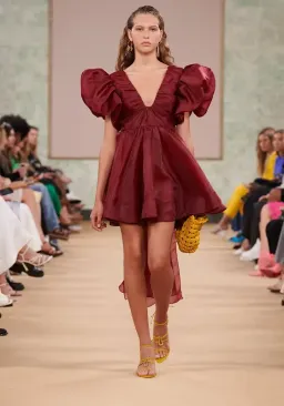 Aje Gretta Bow Back Mini Dress Burgundy Size 6 for rent on The Volte - image 1