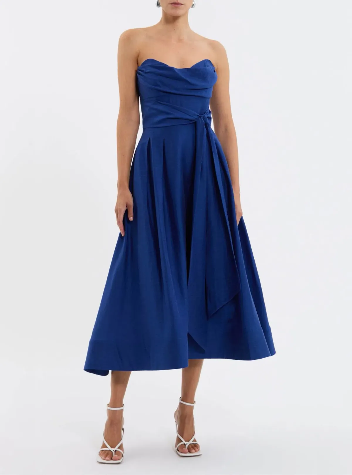 Rebecca Vallance Cera Strapless Midi Dress Blue Size 4 - Image 1