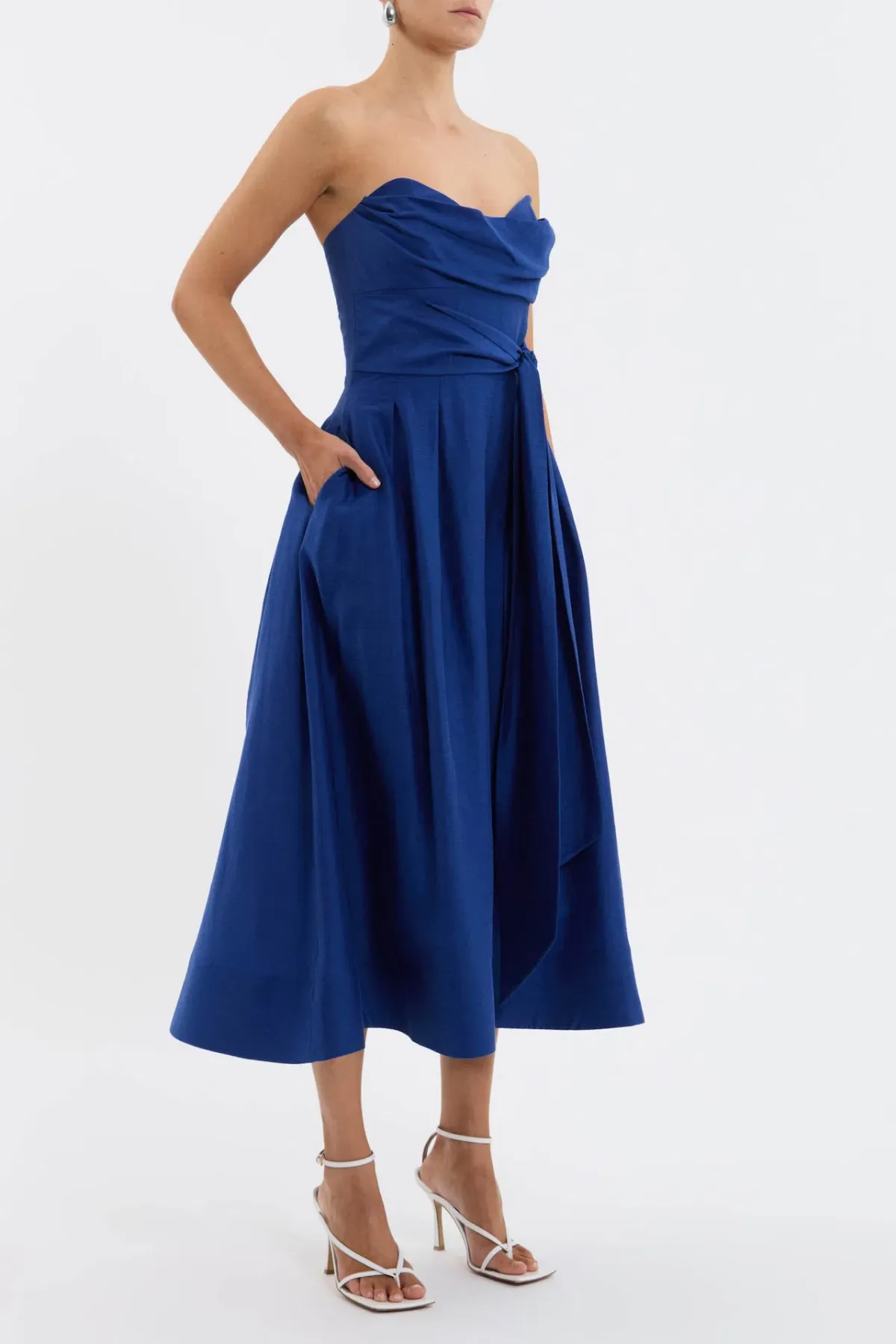 Rebecca Vallance Cera Strapless Midi Dress Blue Size 4 - Image 4
