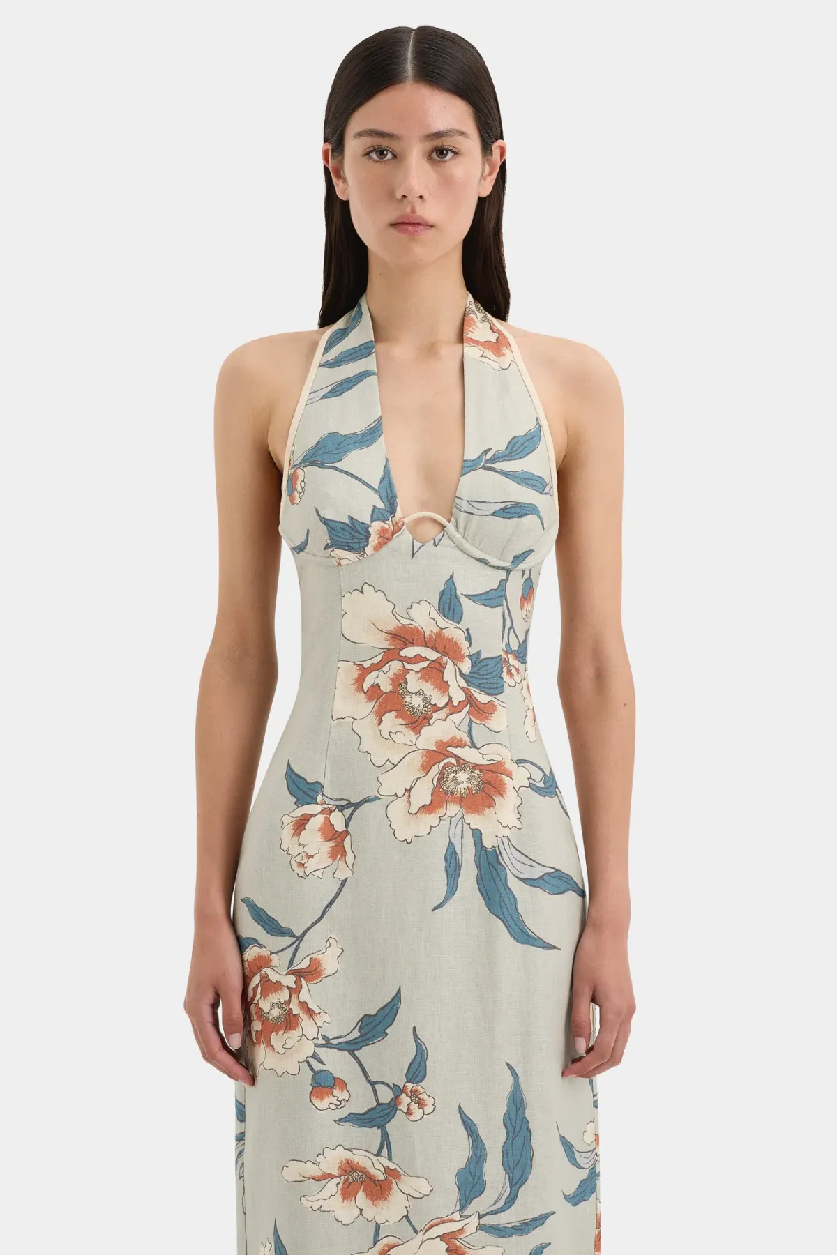 Sir the Label Roisin Halter Midi Dress in Bloom Floral Size 2 (AU 10) - Image 2