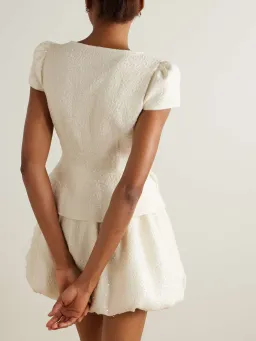 Self Portrait Embellished Sequined Bouclé Mini Dress Cream Size 8 for rent on The Volte - image 3