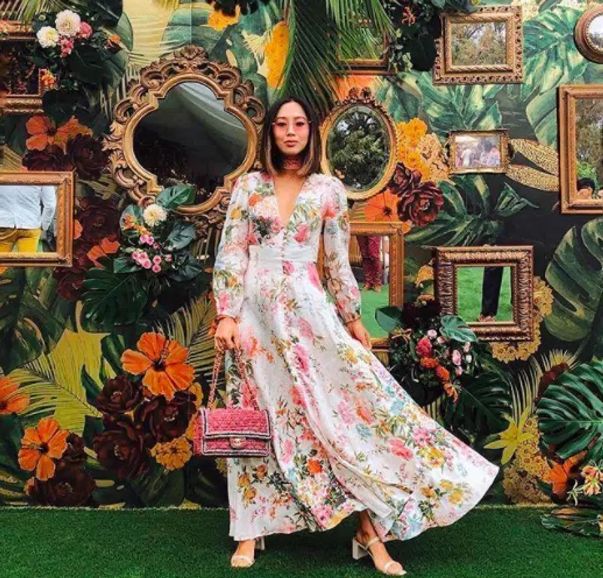 Zimmermann Heathers Plunge Long Dress Garden Floral Print Size 0 - Image 3