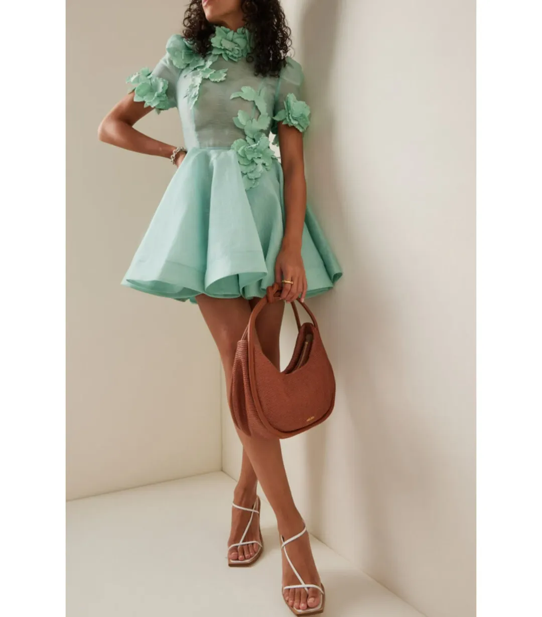 Zimmermann High Tide Lift Off Flower Mini Dress Mint Size 1 / AU 10 for rent on The Volte - main image