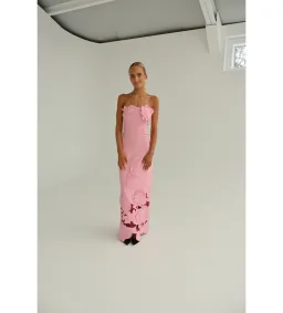 Leo Lin Rayna Appliqué Bustier Maxi Dress in Flamingo Size AU10 for rent on The Volte - image 2