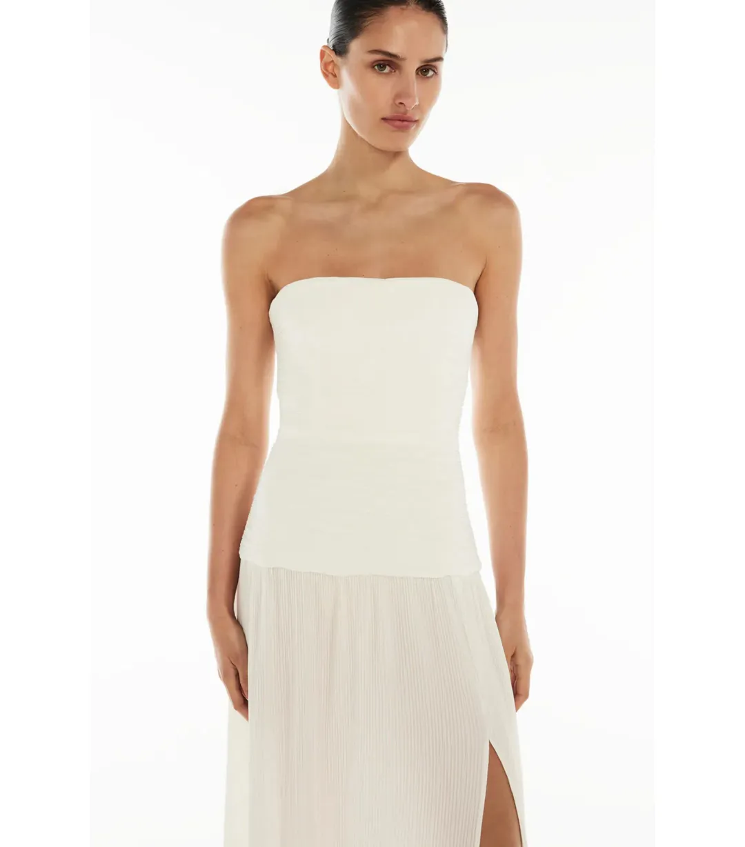 Manning Cartell Double Time Pleat Strapless Dress White Size AU 8 for rent on The Volte - main image
