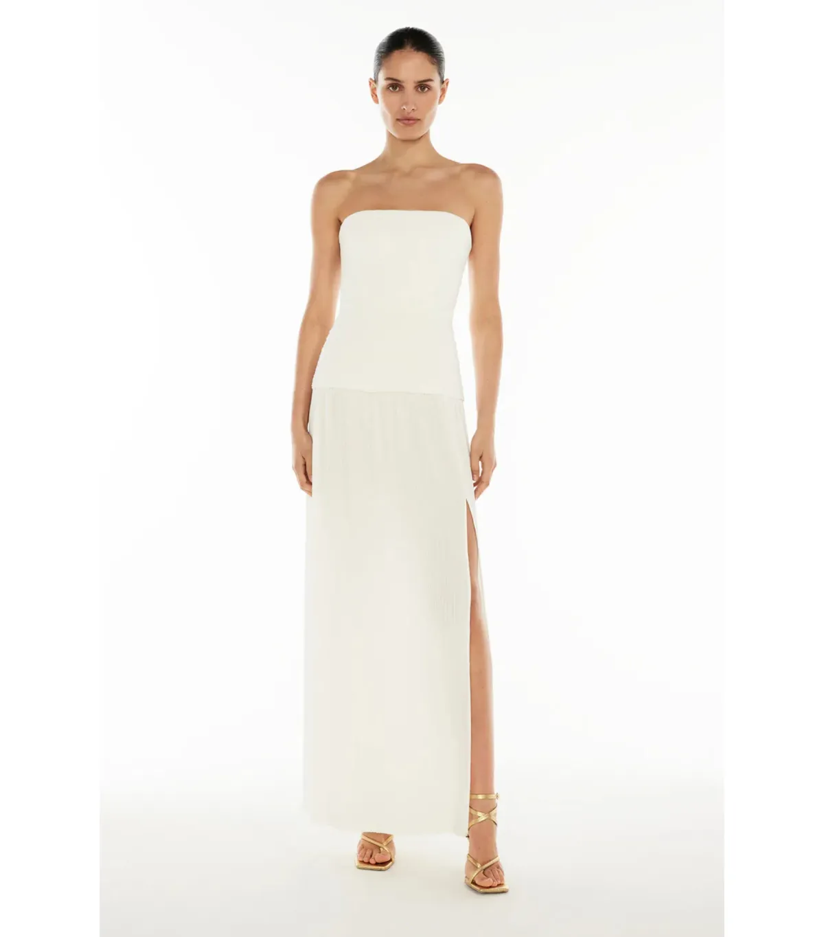 Manning Cartell Double Time Pleat Strapless Dress White Size AU 8 for rent on The Volte - main image
