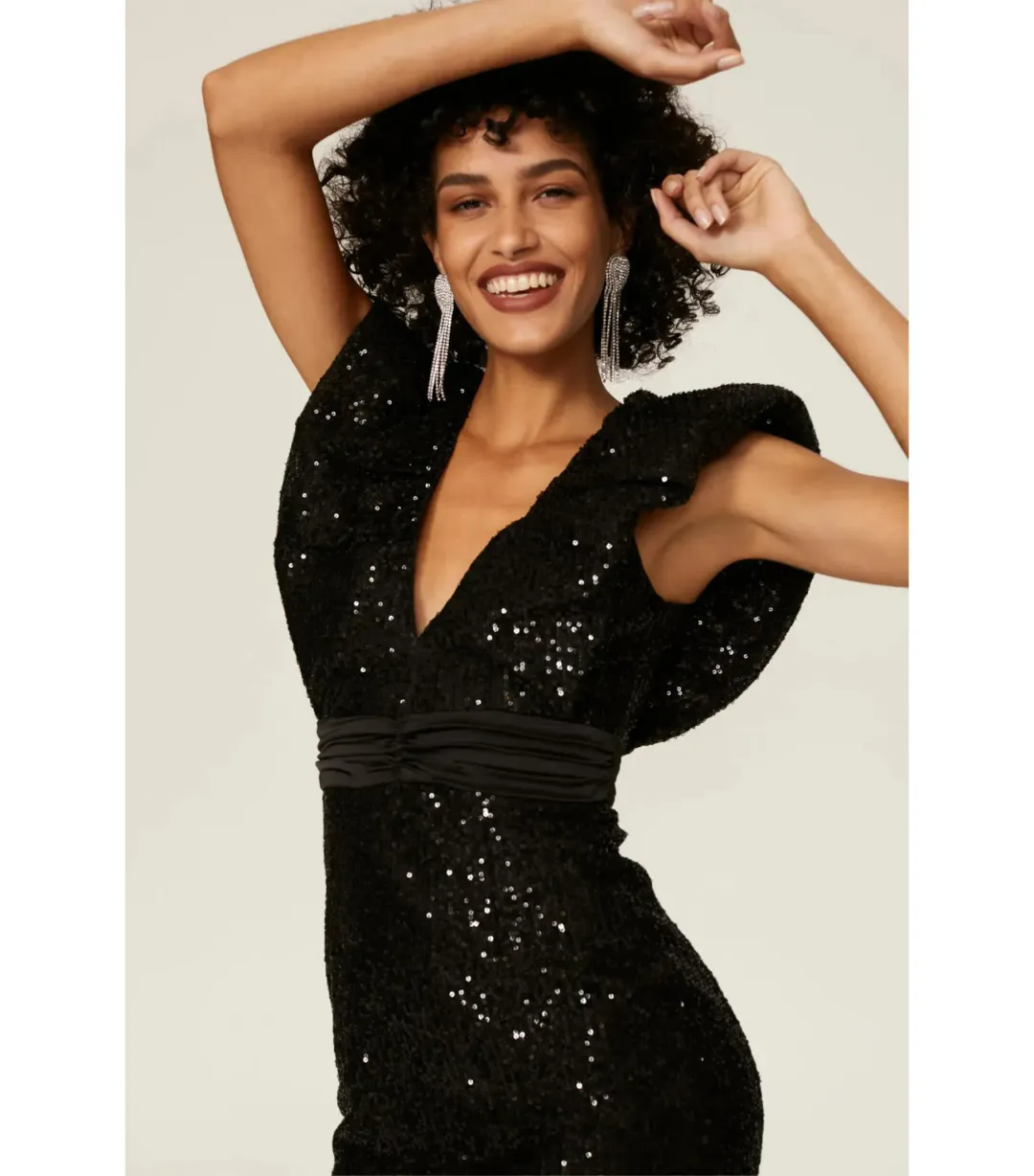 Elle Zeitoune Marla Sequin Mini Dress Black Size XS / AU 6 for rent on The Volte - main image