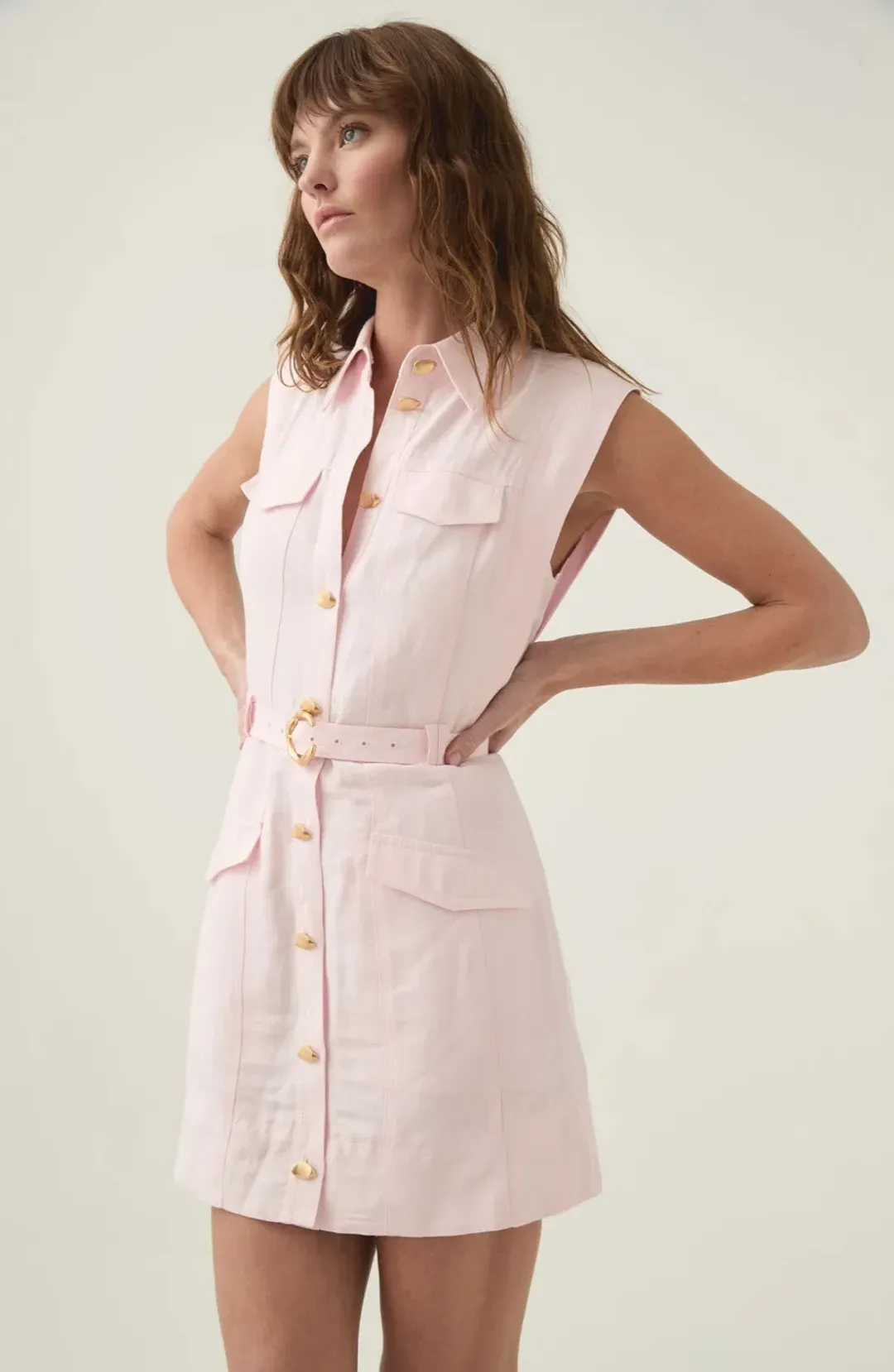 Aje Dulcet Logo Mini Dress Pastel Pink Size 8 for rent on The Volte - main image