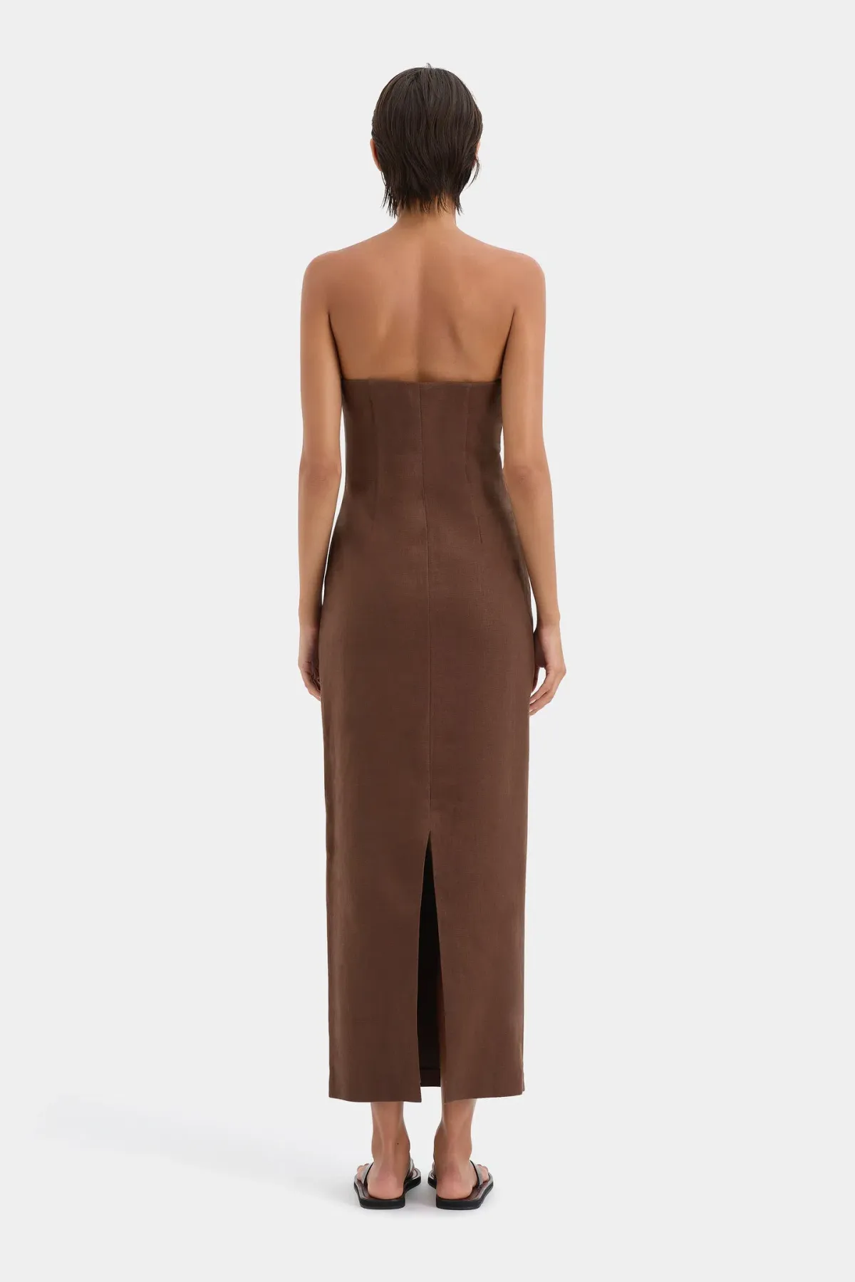 Sir the Label Evalita Column Midi Dress Chocolate Size 0 / AU 6 - Image 3