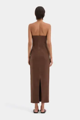 Sir the Label Evalita Column Midi Dress Chocolate Size 0 / AU 6 for rent on The Volte - image 3