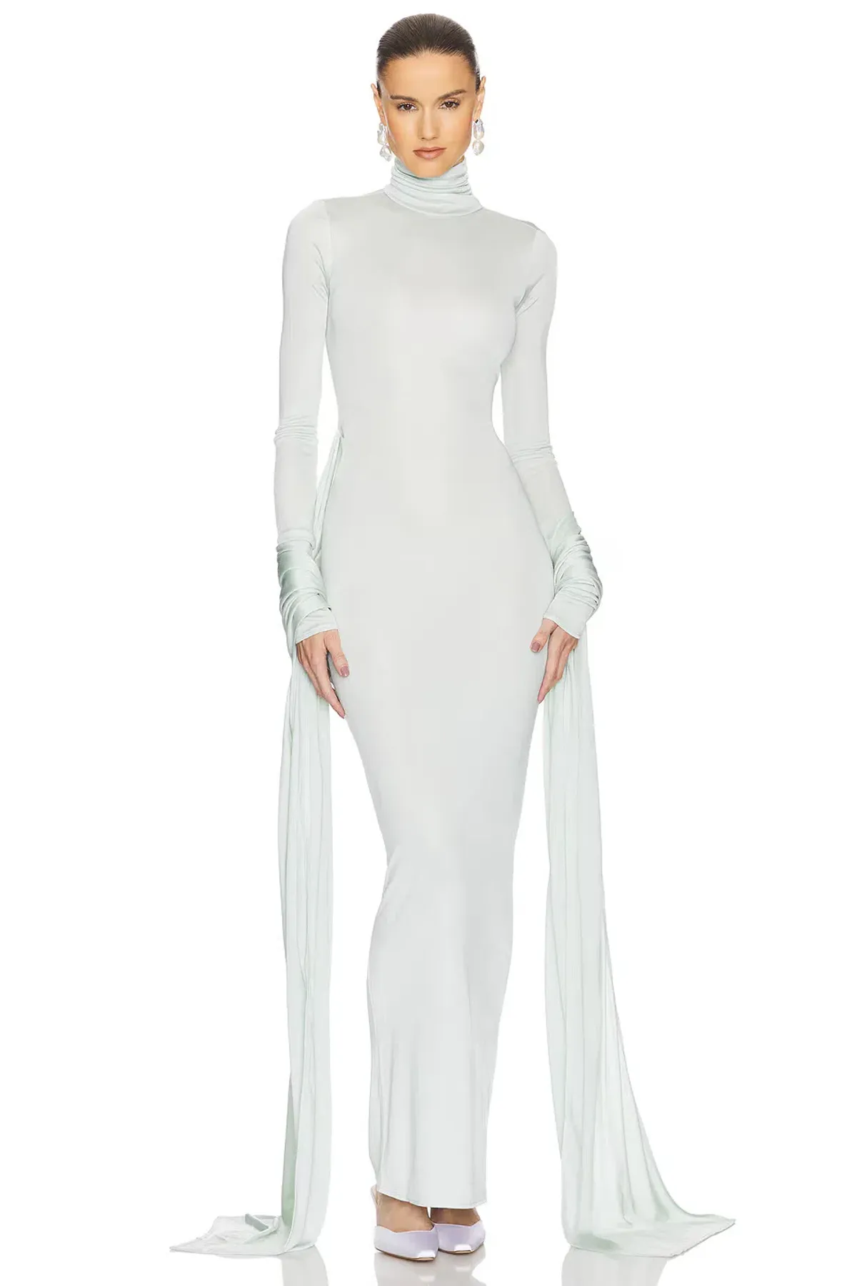 Helsa Slinky Jersey Sarong Maxi Dress Mint Green Size XS / AU 6 - Image 4