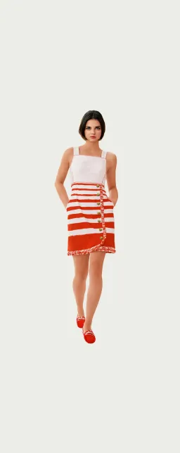 Zimmermann Postcard Boatneck Mini Dress White/Red Size 14 for rent on The Volte - image 1