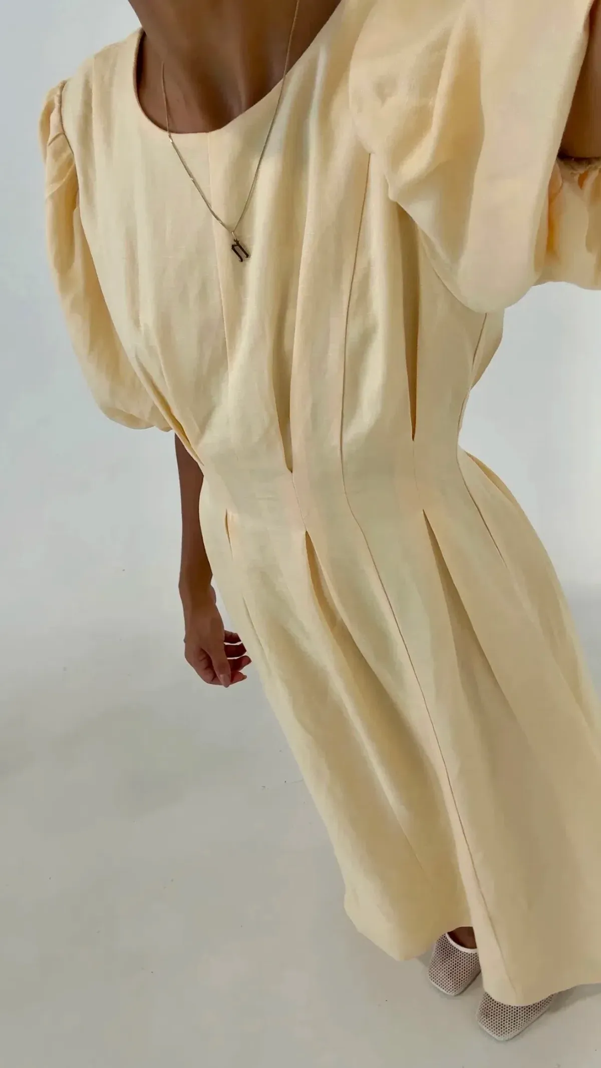 Modi Air Linen Maxi Dress Butter Yellow Size 12 - Image 2