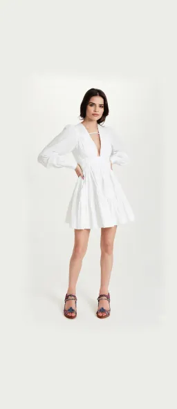 Aje Fallingwater Gathered Mini Dress White Size 12 for rent on The Volte - image 1