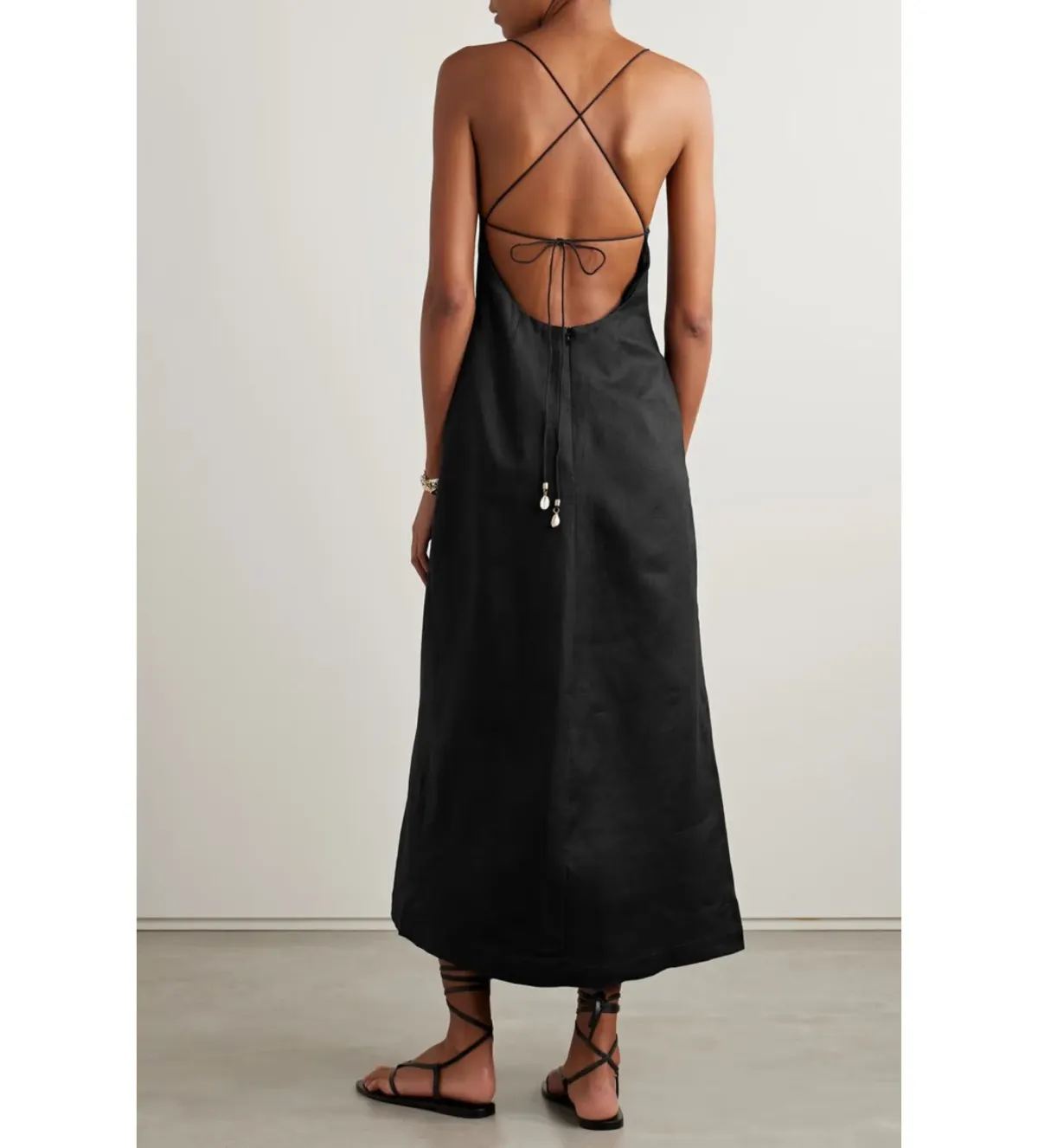 Zimmermann Halcyon Linen Midi Dress Black Size 4 / AU 16 - Image 2