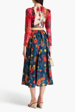 Zimmermann Ginger Long Sleeve Midi Dress Spliced Size 2 / AU 12 for rent on The Volte - image 2