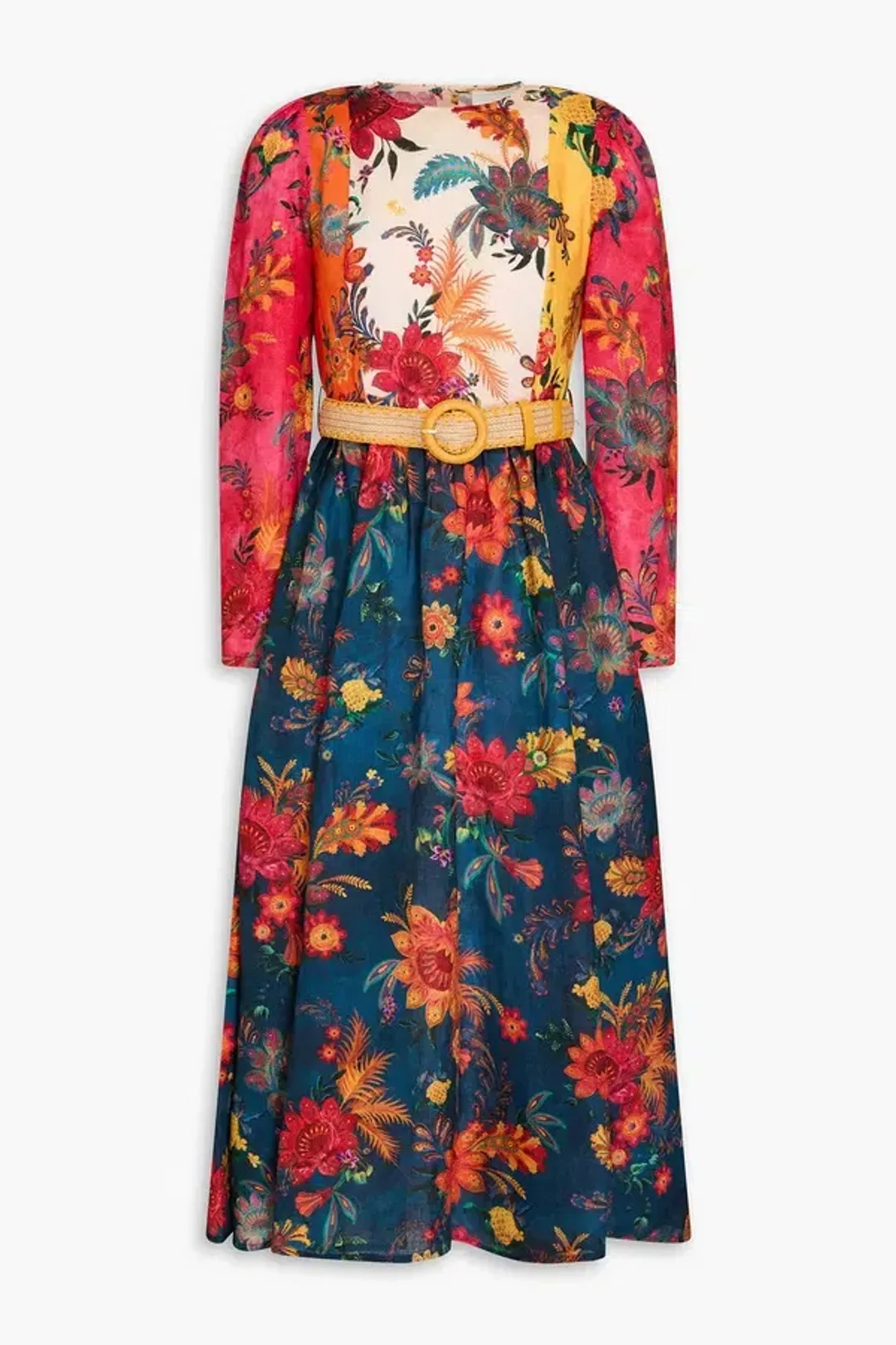 Zimmermann Ginger Long Sleeve Midi Dress Spliced Size 2 / AU 12 for rent on The Volte - main image