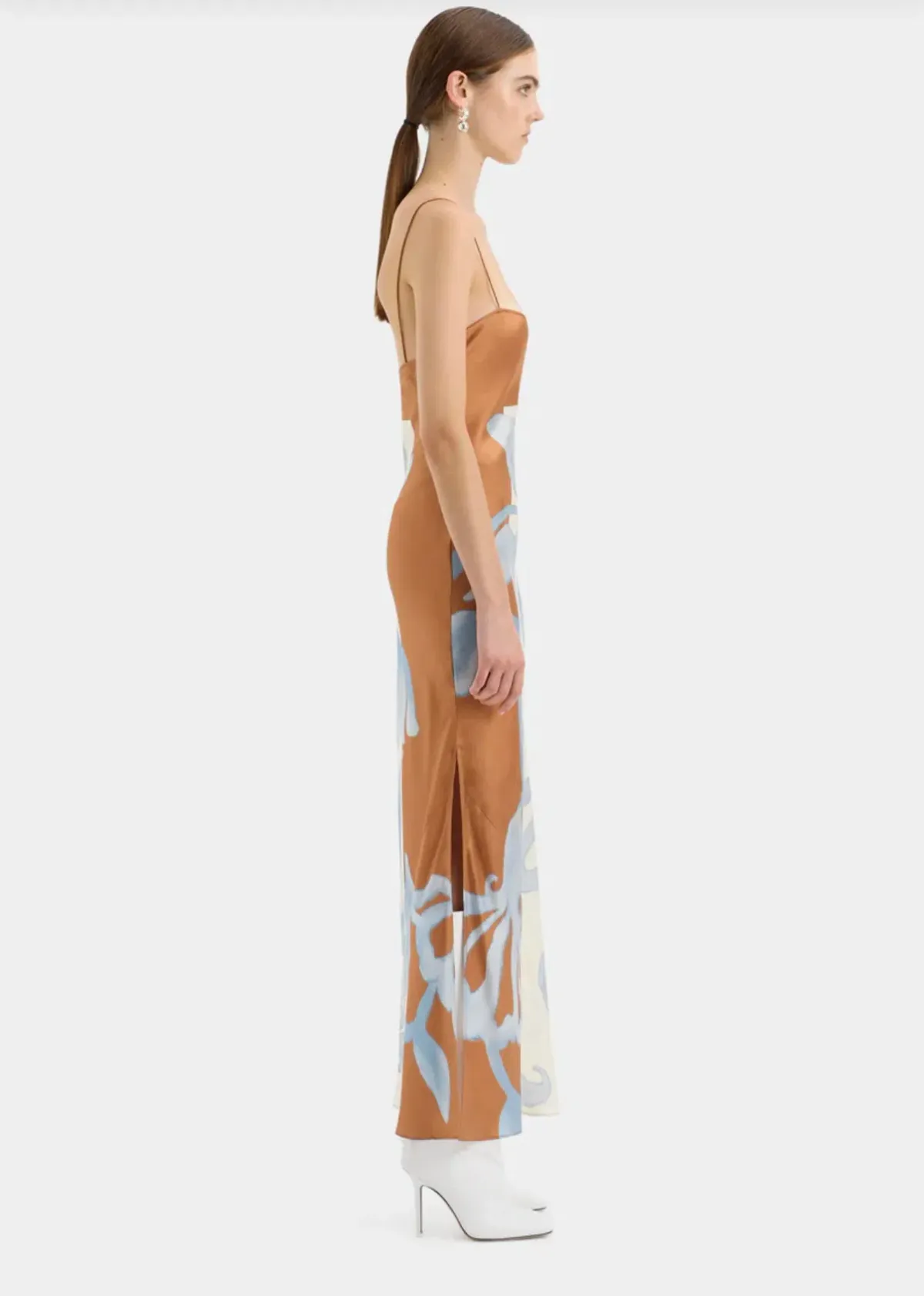 Sir the Label Sorrento Slip Dress Blue & Brown Sciarpa Print Size 8 - Image 2