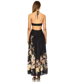 Zimmermann Tallow Halter Midi Dress Black Multi Floral Size 3 / 14 AU for rent on The Volte - image 2