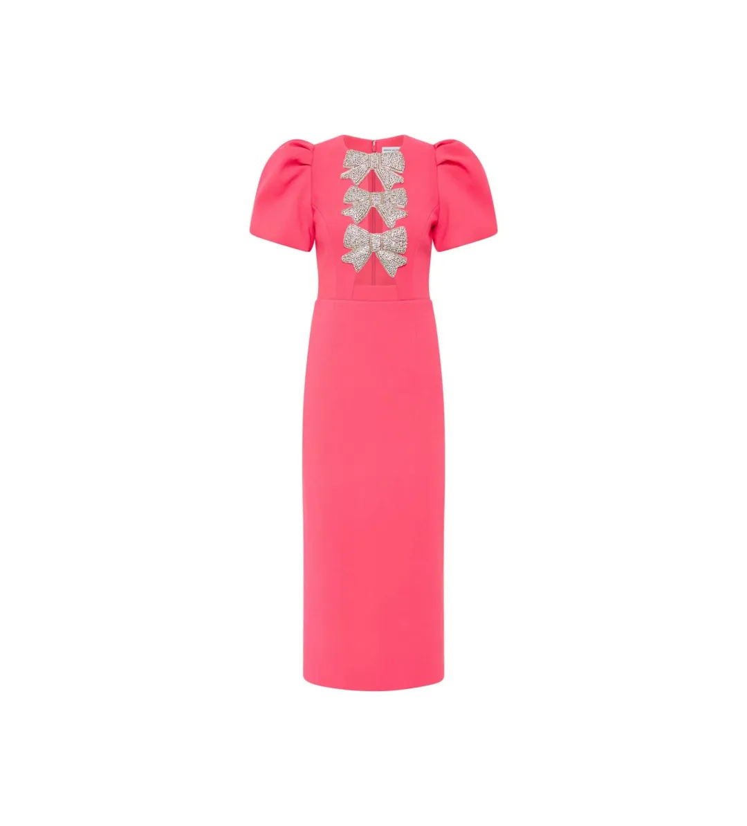 Rebecca Vallance Posey Puff Sleeve Midi Dress Rouge Red Pink Size 12 for rent on The Volte - main image