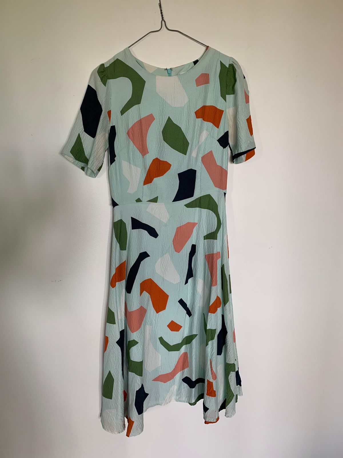 Gorman Jigsaw Silk Dress Mint in Size 8 - Image 3