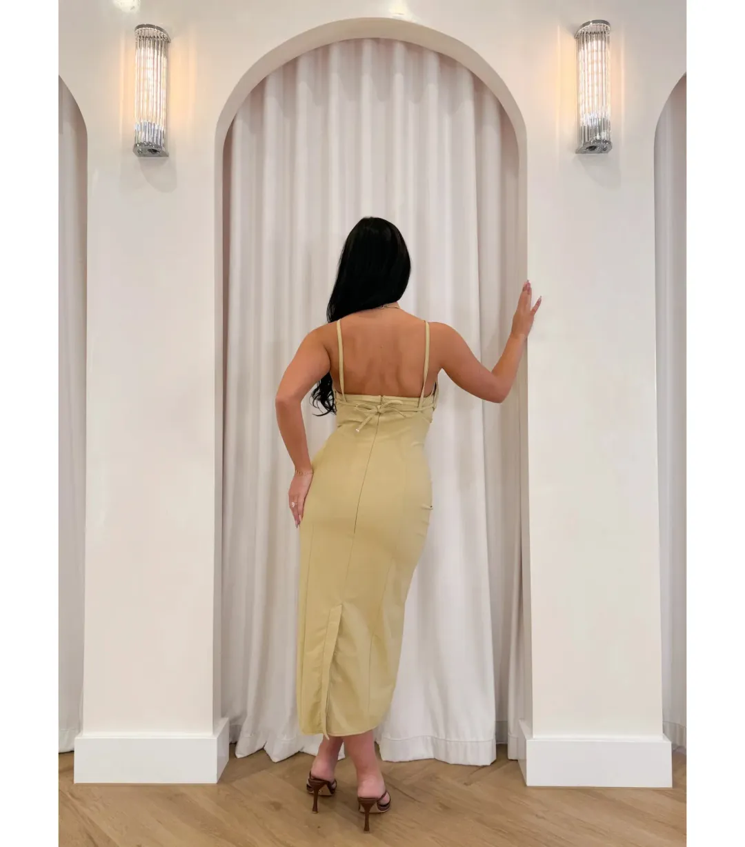 Jacquemus Strapless Cut Out Dress Yellow Size S / AU 8 for rent on The Volte - main image