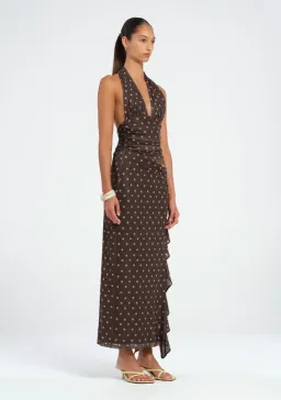 Benni Penelope Maxi Dress Chocolate Polka Dot Size 8 for rent on The Volte - image 2