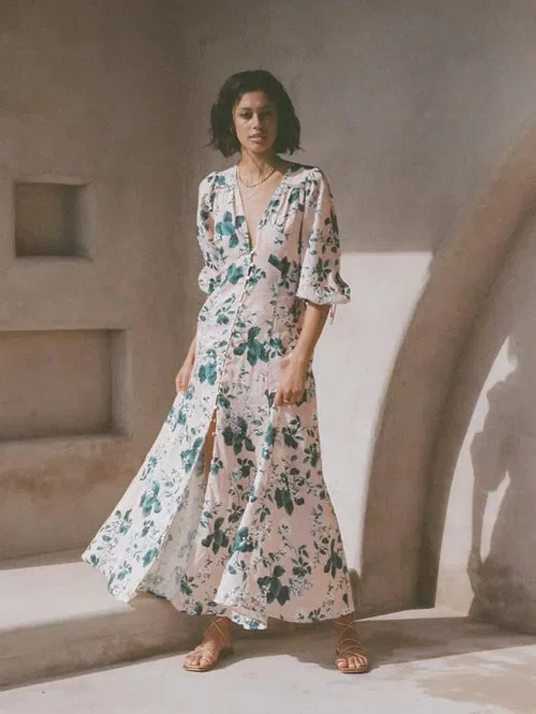 Kivari Jemima Maxi Dress Pink Floral Size 16 for rent on The Volte - main image