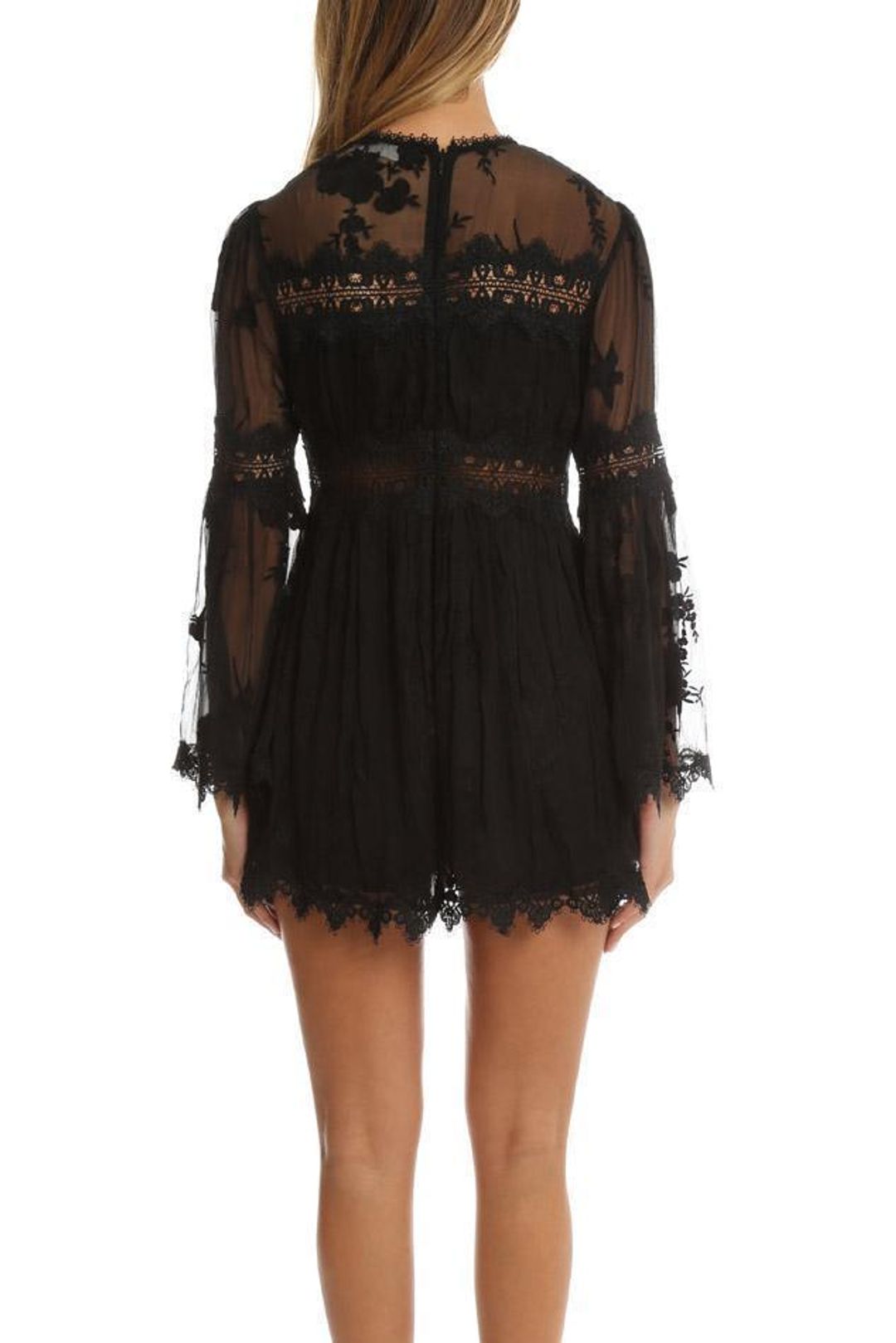 Zimmermann Tropicale Antique Playsuit Black Noir Size 8 for rent on The Volte - main image