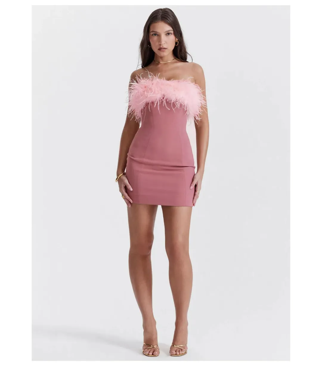 House Of CB Alexa Mini Dress in Warm Pink Size M / AU 10 for rent on The Volte - main image