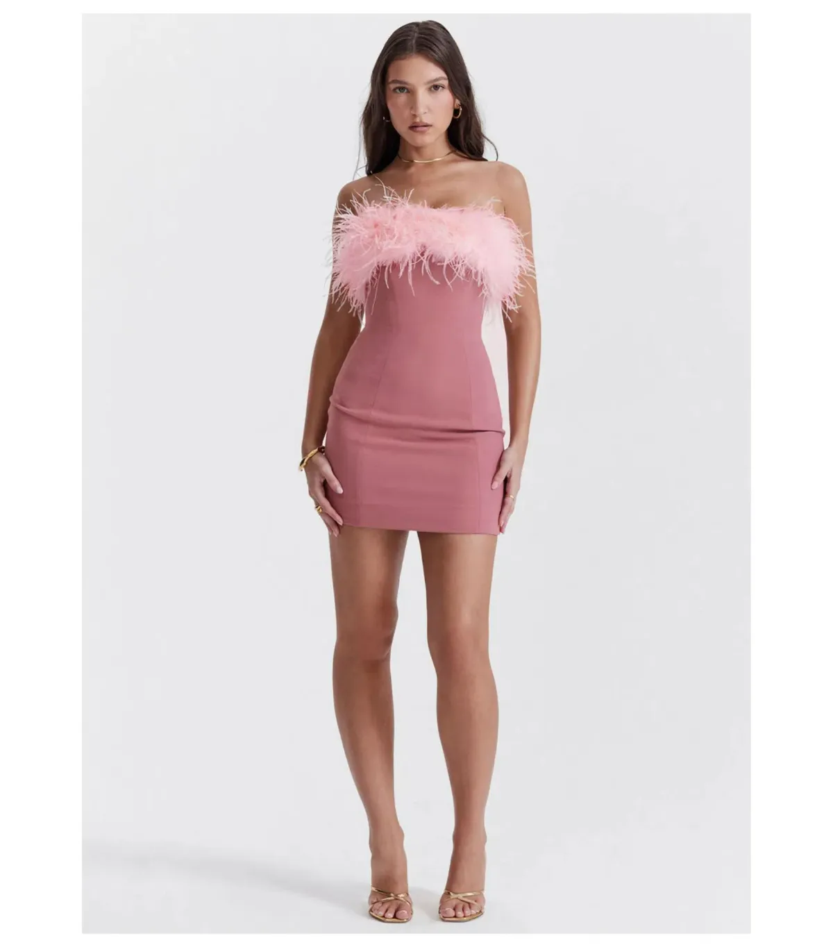 House Of CB Alexa Mini Dress in Warm Pink Size M / AU 10 for rent on The Volte - main image