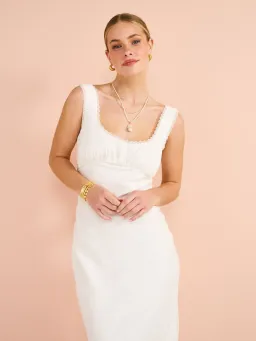 Isabelle Quinn Chelsea Lace Trim Maxi Dress in Ivory Size 8 for rent on The Volte - image 4