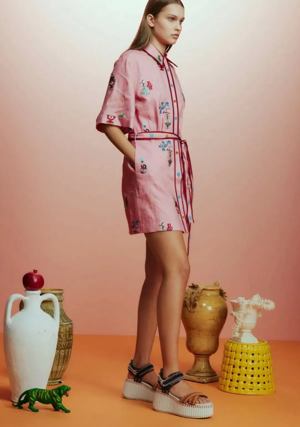 Alemais Timmy Embroidered Mini Dress Pink Size 14 - Image 4