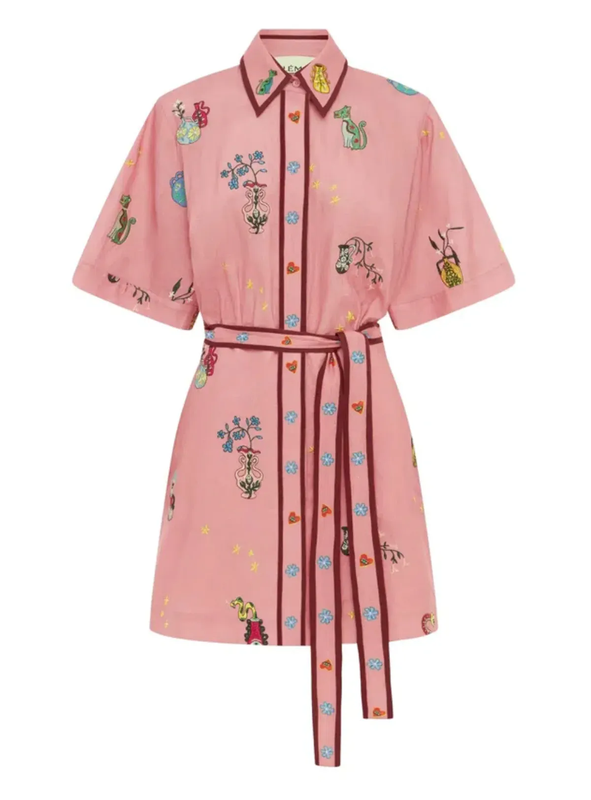 Alemais Timmy Embroidered Mini Dress Pink Size 14 - Image 5