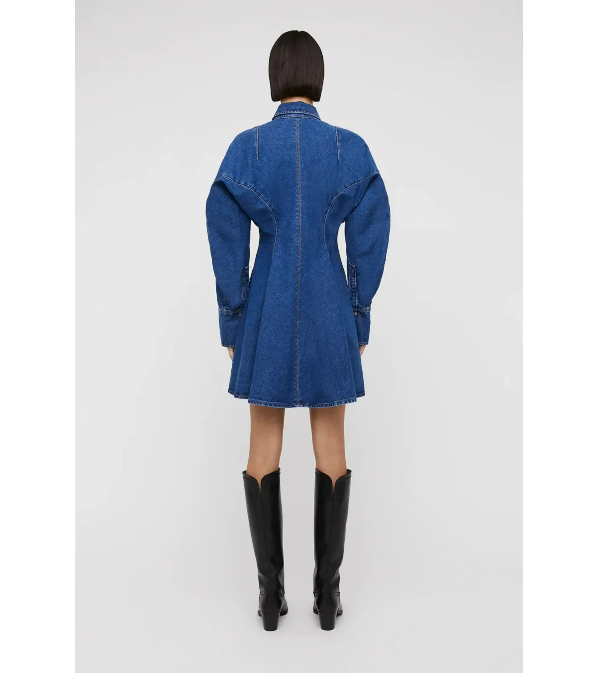 Scanlan Theodore Denim Cocoon Sleeve Mini Dress Blue Size AU 14 - Image 2