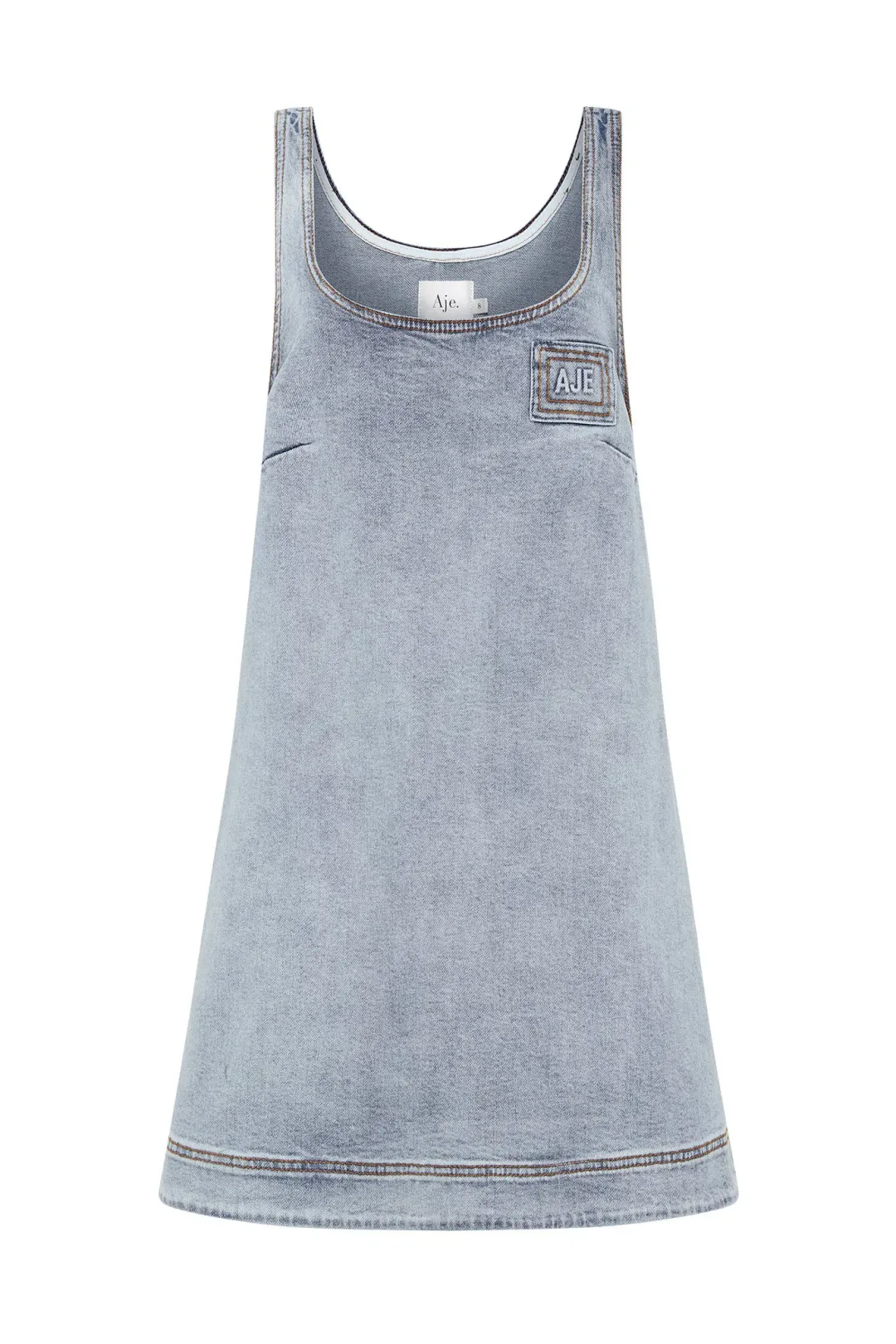 Aje Bambie Denim Mini Dress Two Tone Indigo Size AU 4 for rent on The Volte - main image